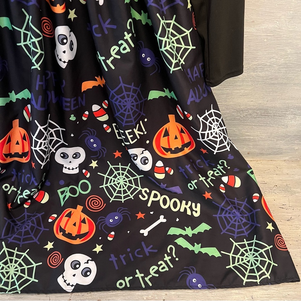 Camisa Spiders Webs Skulls Jackolanterns Candycorn Happy Halloween Dress L LN - Picture 4 of 10
